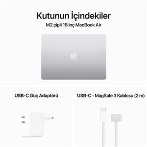 MacBook Air MQKR3TU/A M2 8Gb-256Gb Ssd-Liquid Retina-15.3inc-Gümüş