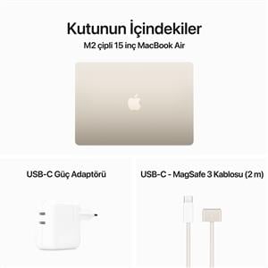 MacBook Air MQKU3TU/A M2 8Gb-256Gb Ssd-Liquid Retina-15.3inc-Yıldız ışığı