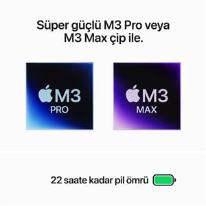 MacBook Pro MRW13TU/A M3 Pro 18Gb-512Gb Ssd-Liquid Retina-16inc-Uzay Siyahı